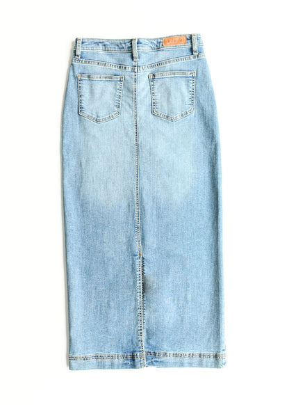 Bria Light Wash Denim Maxi Skirt view 14 (dress)