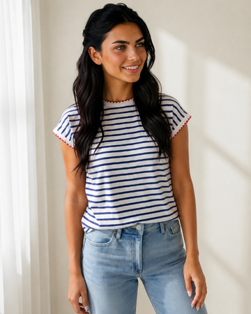 Briar Round Neck Cap Sleeve Tee in M view 2 - Cap Tee (top)
