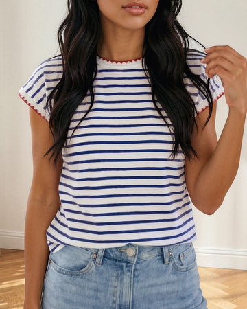 Briar Round Neck Cap Sleeve Tee in S - Cap Tee (top)