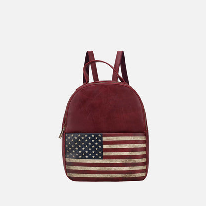 Briella Flag Print Backpack Handbag in Beige