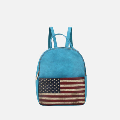 Briella Flag Print Backpack Handbag in Burgundy view 3