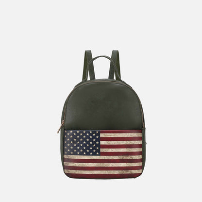 Briella Flag Print Backpack Handbag in Tan view 8