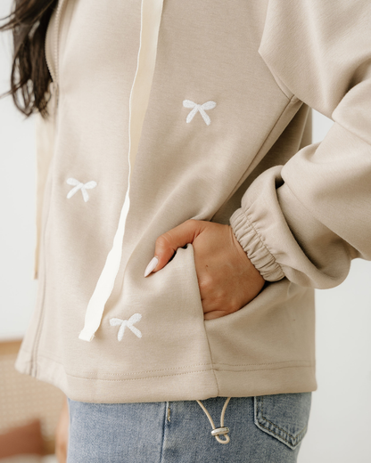 Brielle Bow Embroidered Zip up Hoodie view 8 - Zip Hoodie (top)