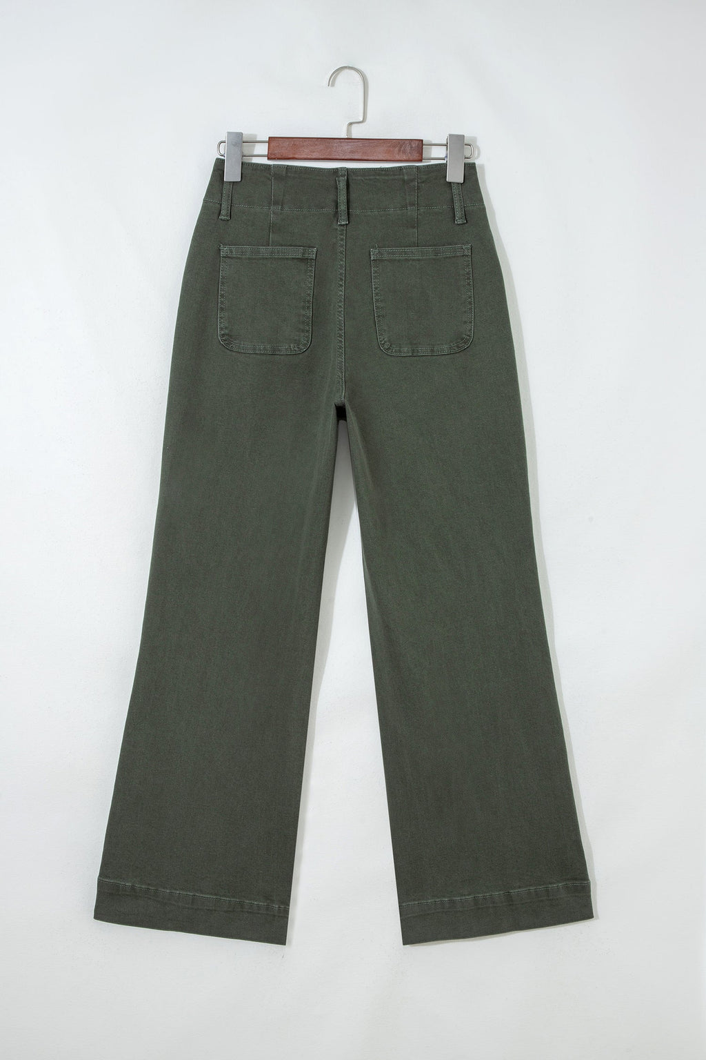 Brooke 2-button High Waist Flared Bottom Jeans - Olive Mist Green view 5 (bottom) - olive jeans, bottom - shop at us.meeeshop