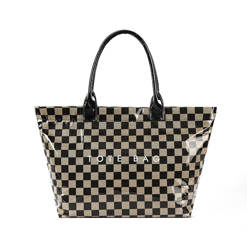 Brooklyn Laminated Mixed Media Checkered Tote view 10 (bag)