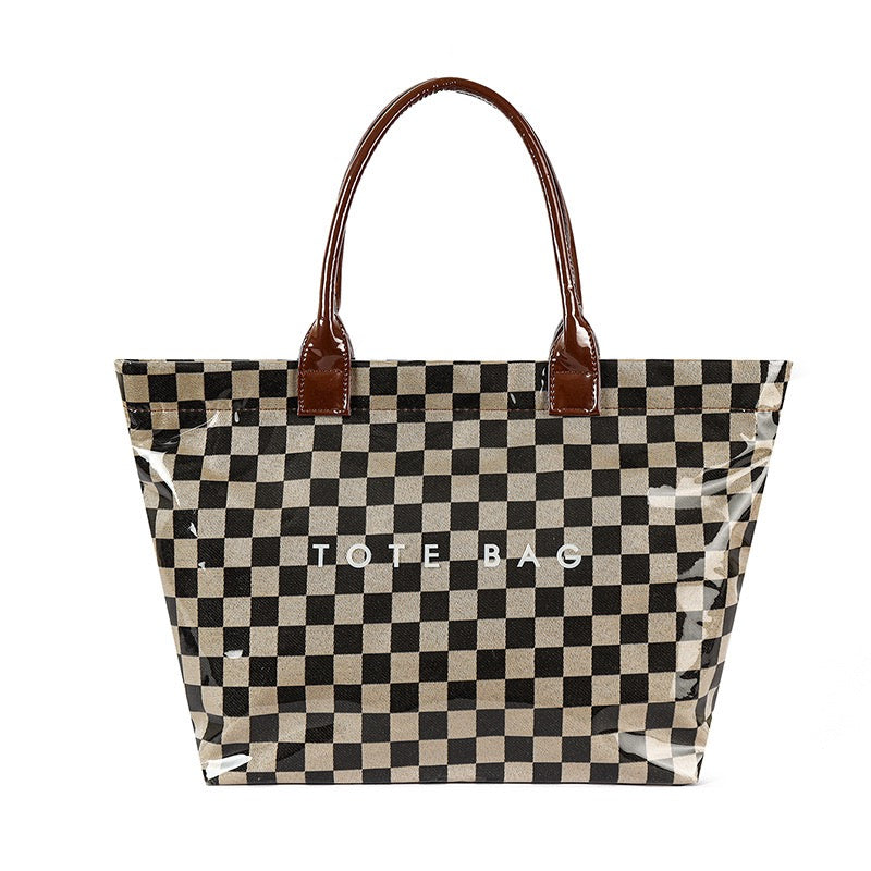 Brooklyn Laminated Mixed Media Checkered Tote view 11 (bag)