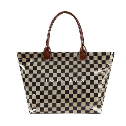 Brooklyn Laminated Mixed Media Checkered Tote view 11 (bag)