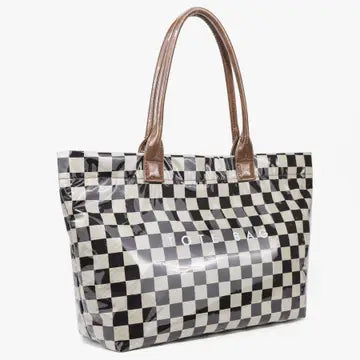 Brooklyn Laminated Mixed Media Checkered Tote view 12 (bag)