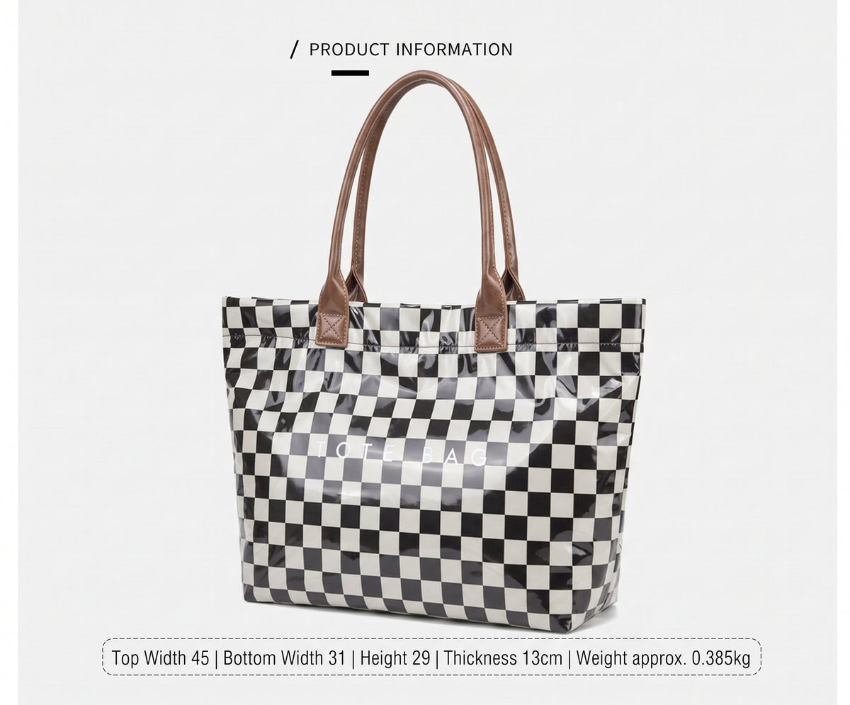Brooklyn Laminated Mixed Media Checkered Tote view 15 (bag)
