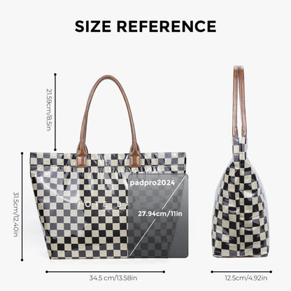 Brooklyn Laminated Mixed Media Checkered Tote view 16 (bag)