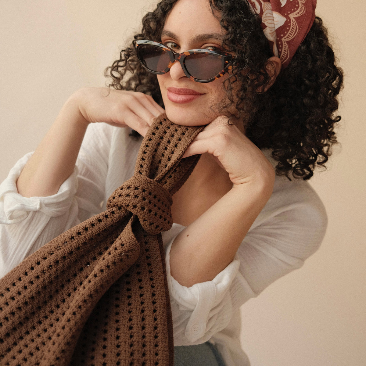 Brown Crochet Handbag view 10 - Brown Crochet Bag