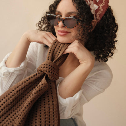 Brown Crochet Handbag view 10 - Brown Crochet Bag