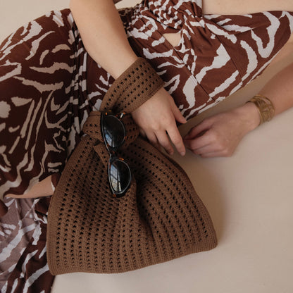Brown Crochet Handbag view 12 - Brown Crochet Bag
