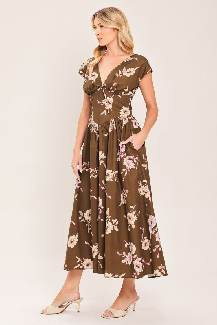 Brown Daisy Woven Midi Dress BROWN FLORAL view 5 (dress) - joe brown daisy dress, different colors of d - shop at us.meeeshop