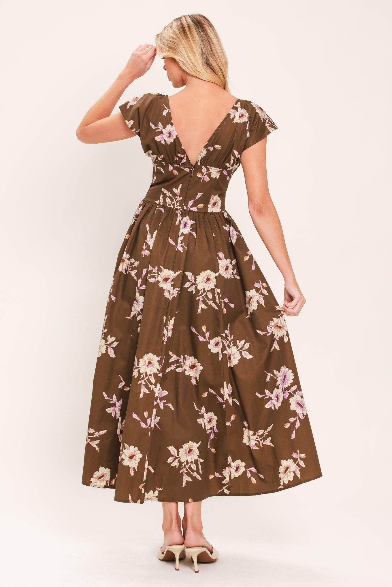 Brown Daisy Woven Midi Dress in BROWN FLORAL view 6 - Joe Brown Daisy Dress