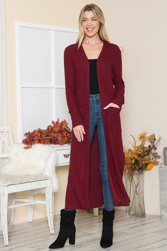 Brushed Rib Pocket Cardigan in 2 Tone Oatmeal view 6 - Brushed Rib Sweater Pant (top)
