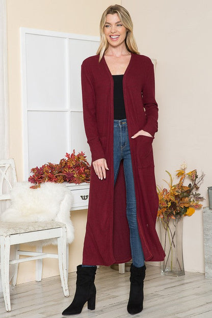 Brushed Rib Pocket Cardigan in 2 Tone Oatmeal view 6 - Brushed Rib Sweater Pant (top)