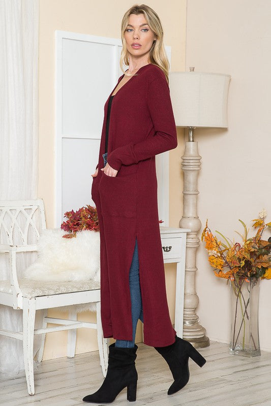 Brushed Rib Pocket Cardigan in 2 Tone Oatmeal view 7 - Brushed Rib Sweater Pant (top)