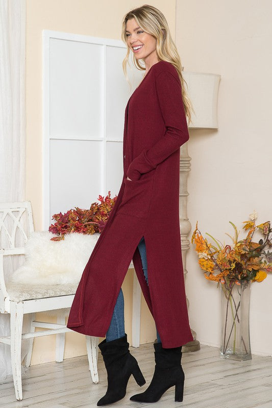 Brushed Rib Pocket Cardigan in 2 Tone Oatmeal view 8 - Brushed Rib Sweater Pant (top)