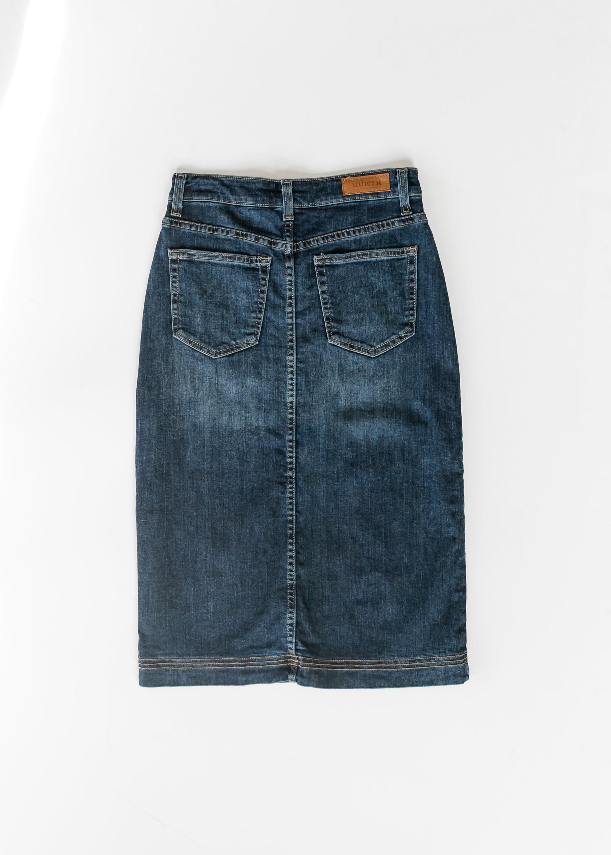 Bryn Dark Wash Denim Midi Skirt in 14 view 7 (dress)