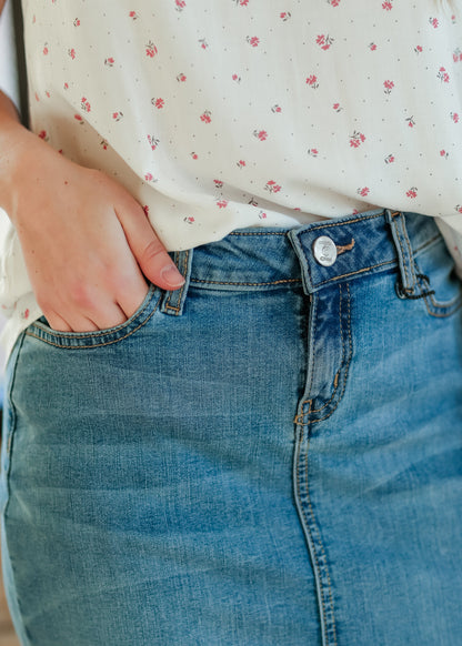 Bryn Light Wash Denim Midi Skirt view 11 (dress)