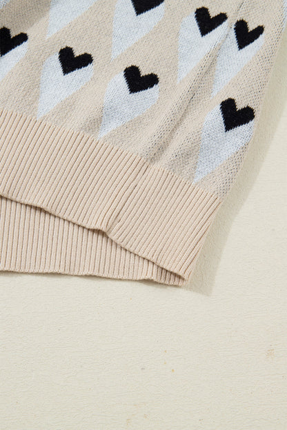 Brynlee Geometric Heart Print Ribbed Trim Loose Sweater view 7 (top) - loose sweater, trim loose sweate - shop at us.meeeshop
