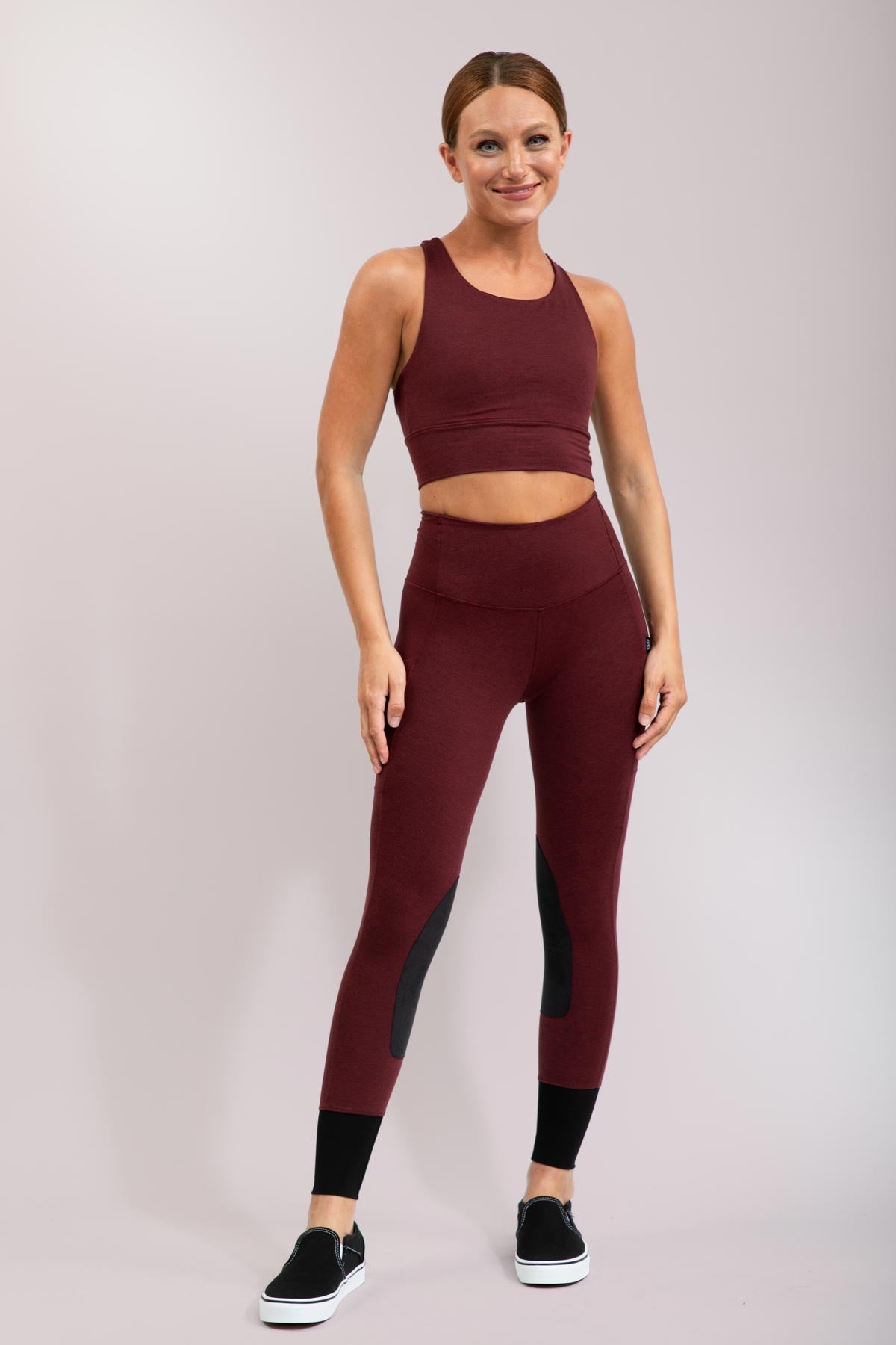 Btr Active Riding Tights in Maroon view 2 - Btr Shorts (bottom)