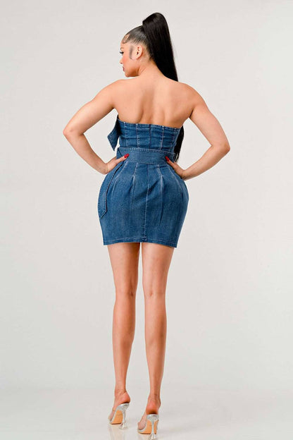 Buckle up Denim Delight Dress - MeeeShop Women's Fashion