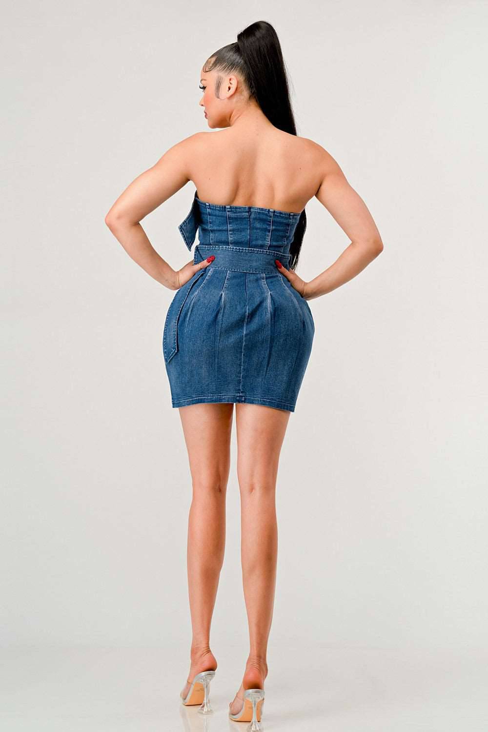 Buckle up Denim Delight Dress view 6 - Denim Buckle Dress Commense
