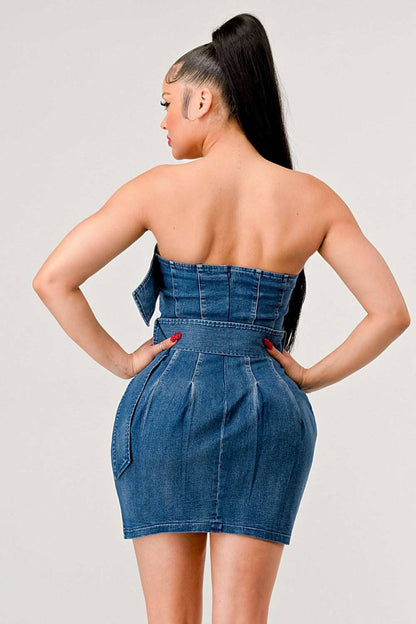 Buckle up Denim Delight Dress view 7 - Denim Buckle Dress Commense