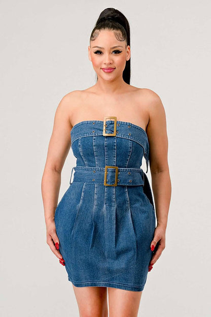 Buckle up Denim Delight Dress view 8 - Denim Buckle Dress Commense