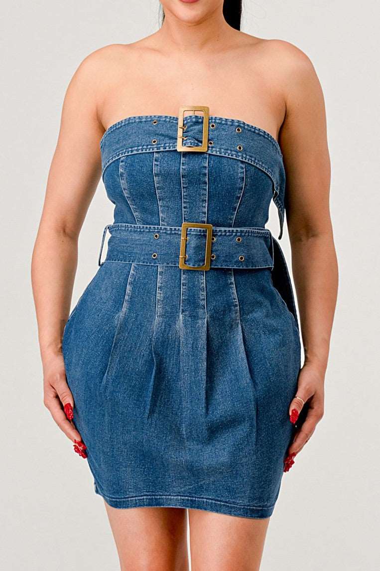 Buckle up Denim Delight Dress view 9 - Denim Buckle Dress Commense