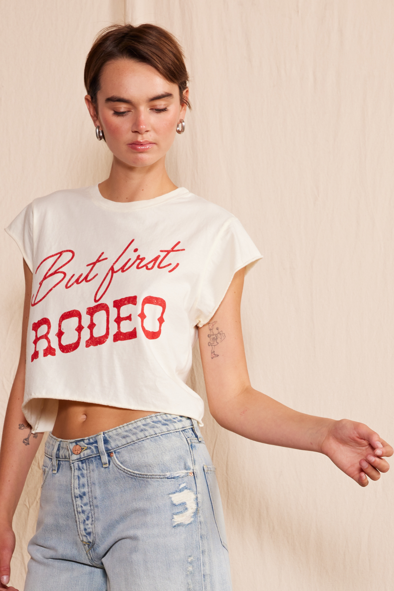 "but First, Rodeo" Crop Top M view 3 (top) - but. first coffee top, top but first michelada, first ever - shop at us.meeeshop