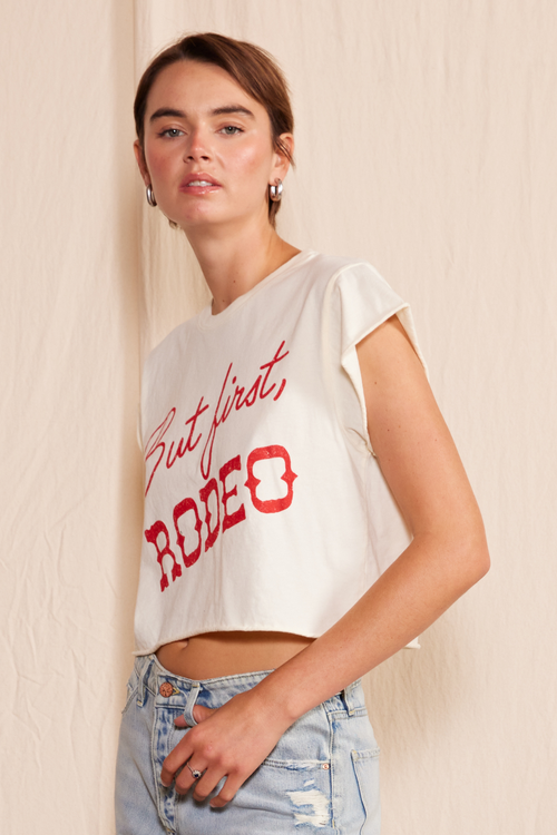 "but First, Rodeo" Crop Top S view 2 (top) - but. first coffee top, top but first michelada, first ever - shop at us.meeeshop
