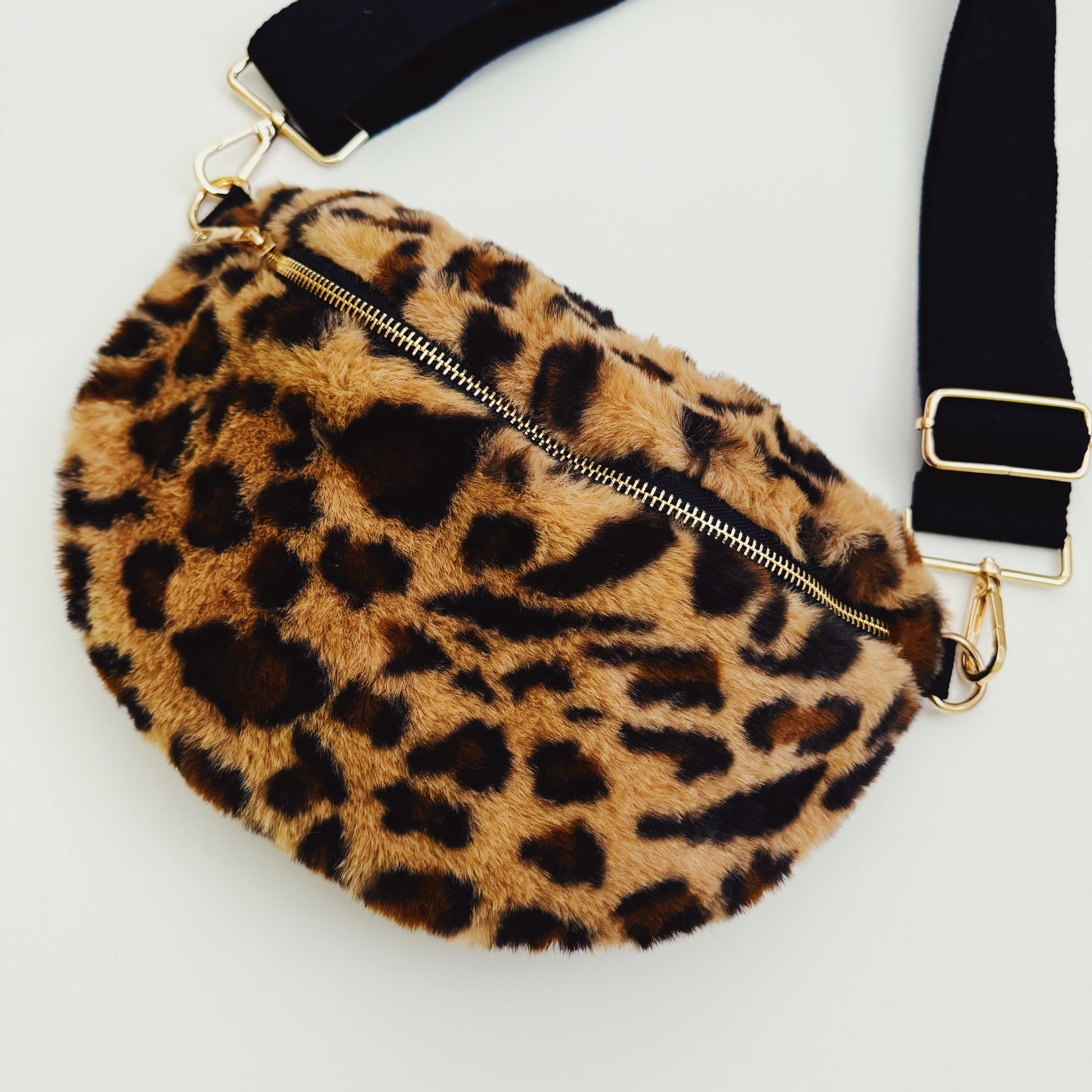 Butter Soft Furly Sling Bag in Leopard view 3 - Buttery Soft Bag