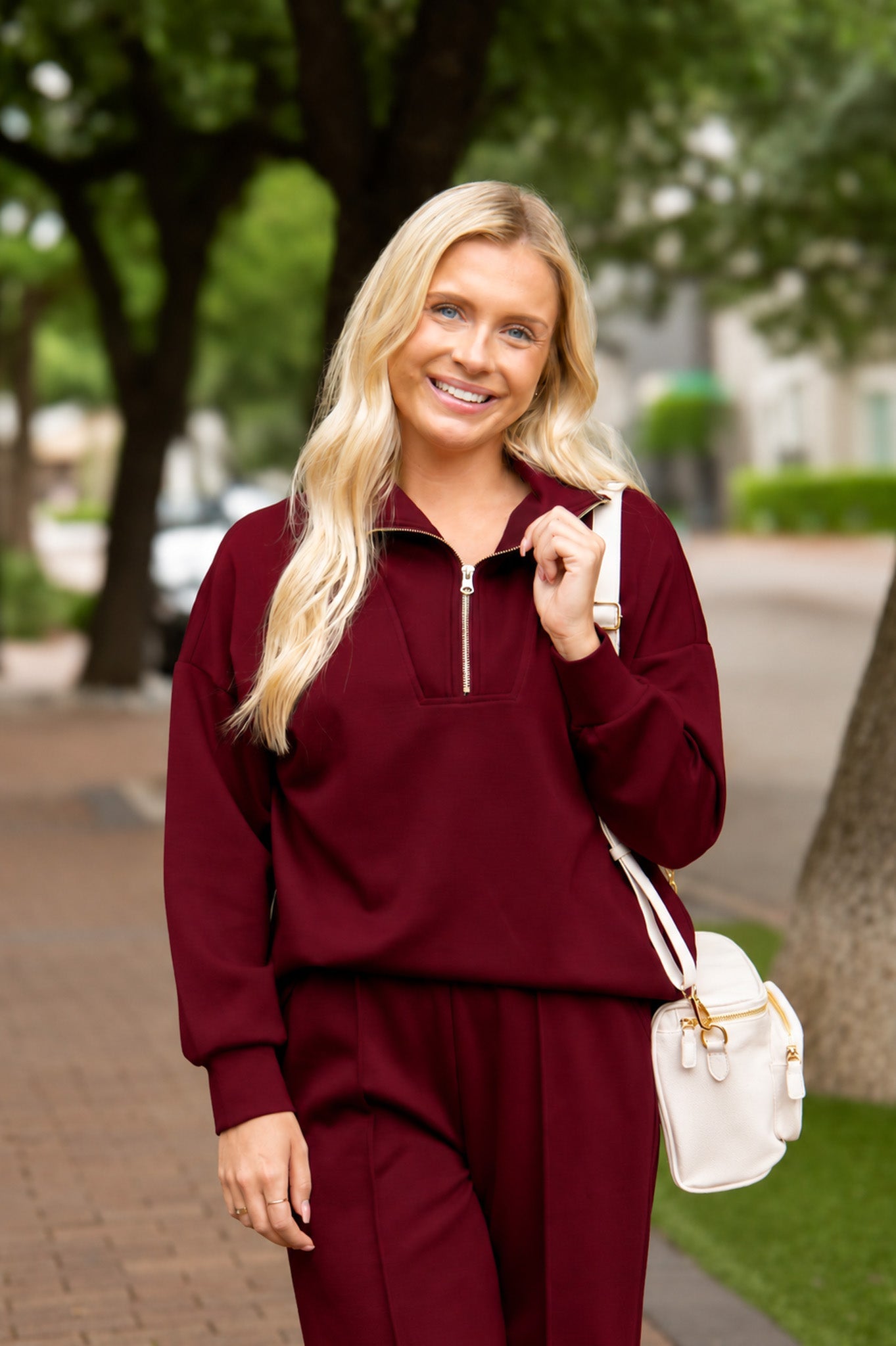 Butter Soft Quarter-zip Top, Maroon in Maroon - Butter Soft Tops