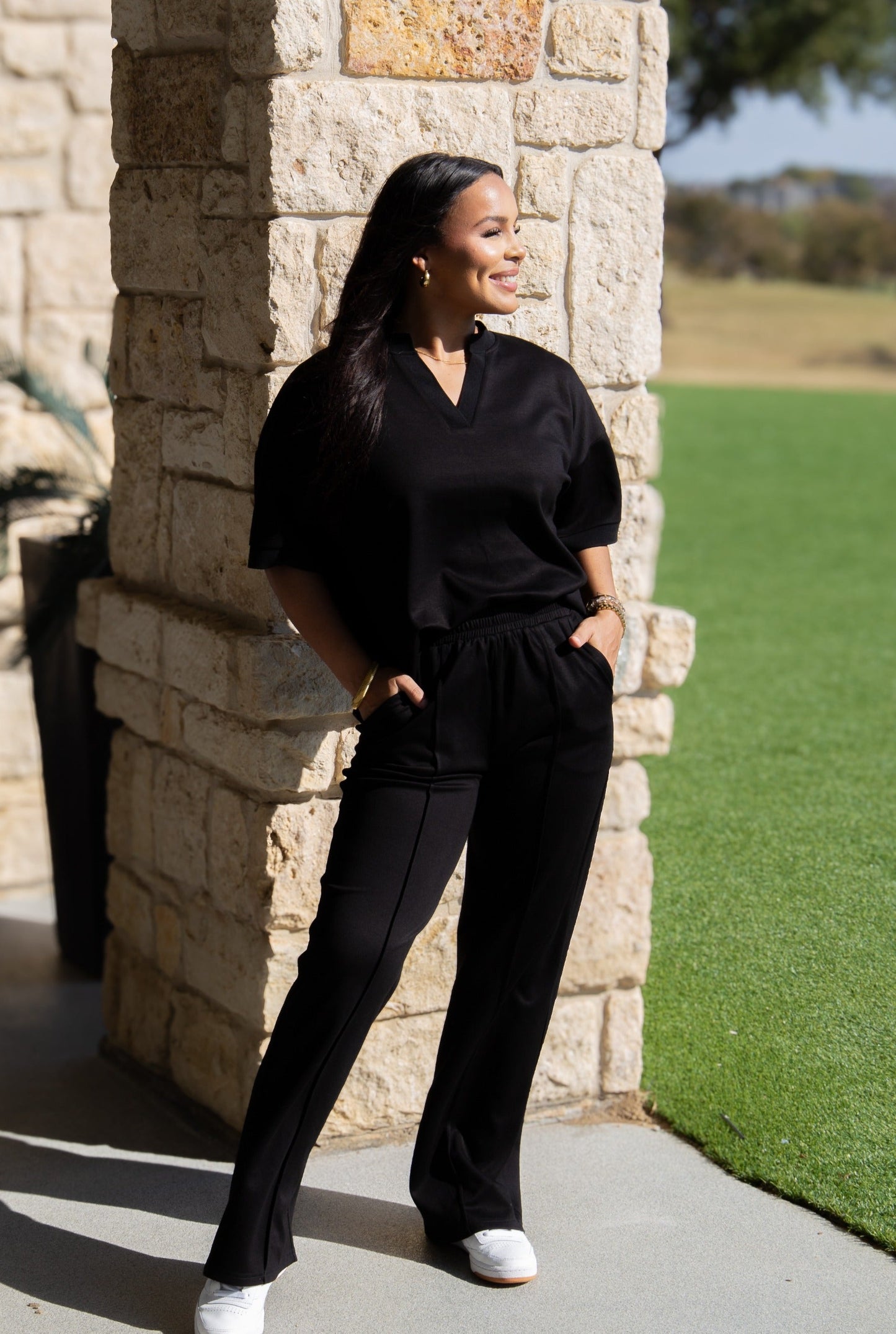 Butter Soft V-neck Top, Black in Black view 5 - Butter Soft Tops