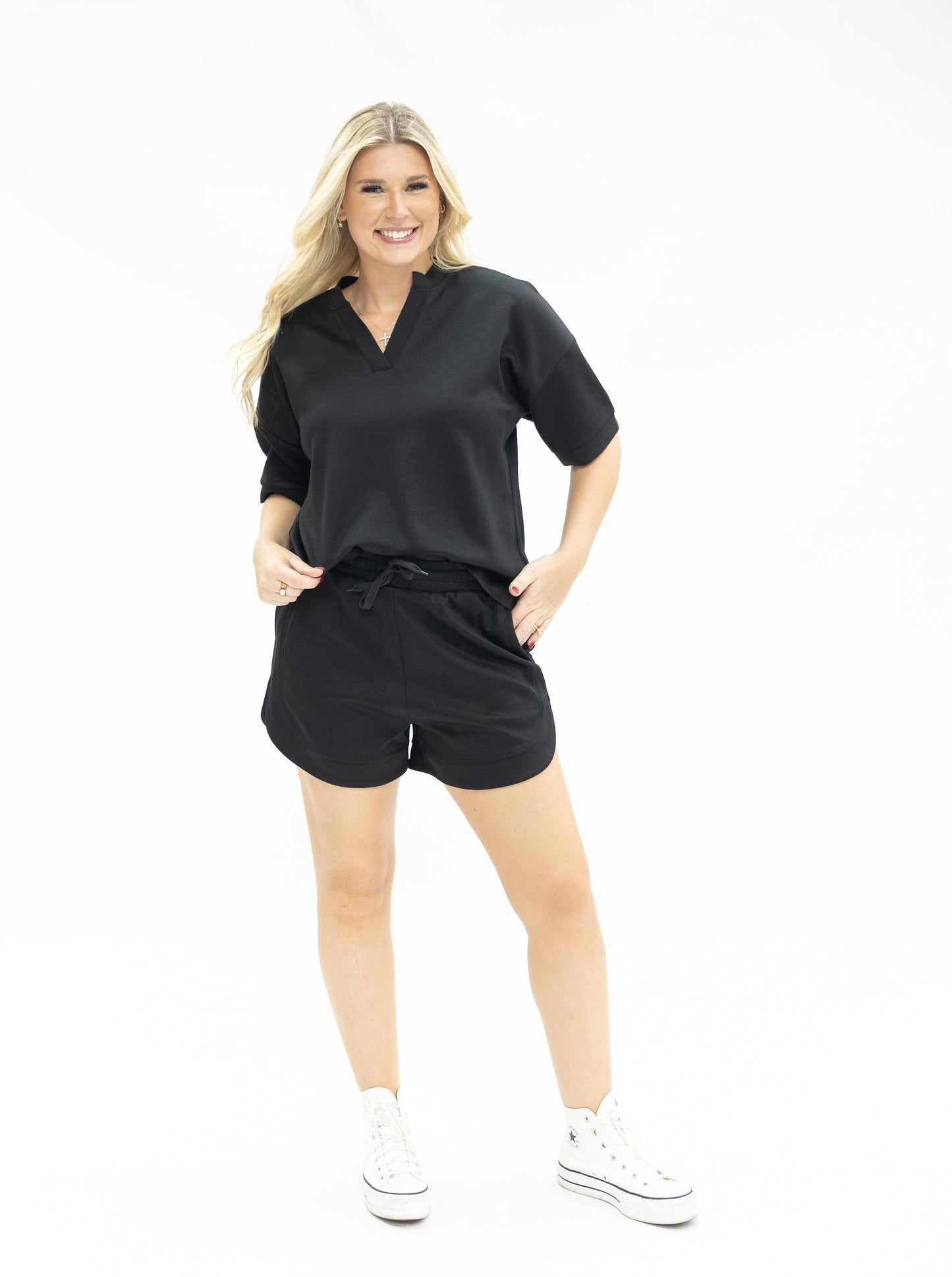 Butter Soft V-neck Top, Black in Black view 6 - Butter Soft Tops
