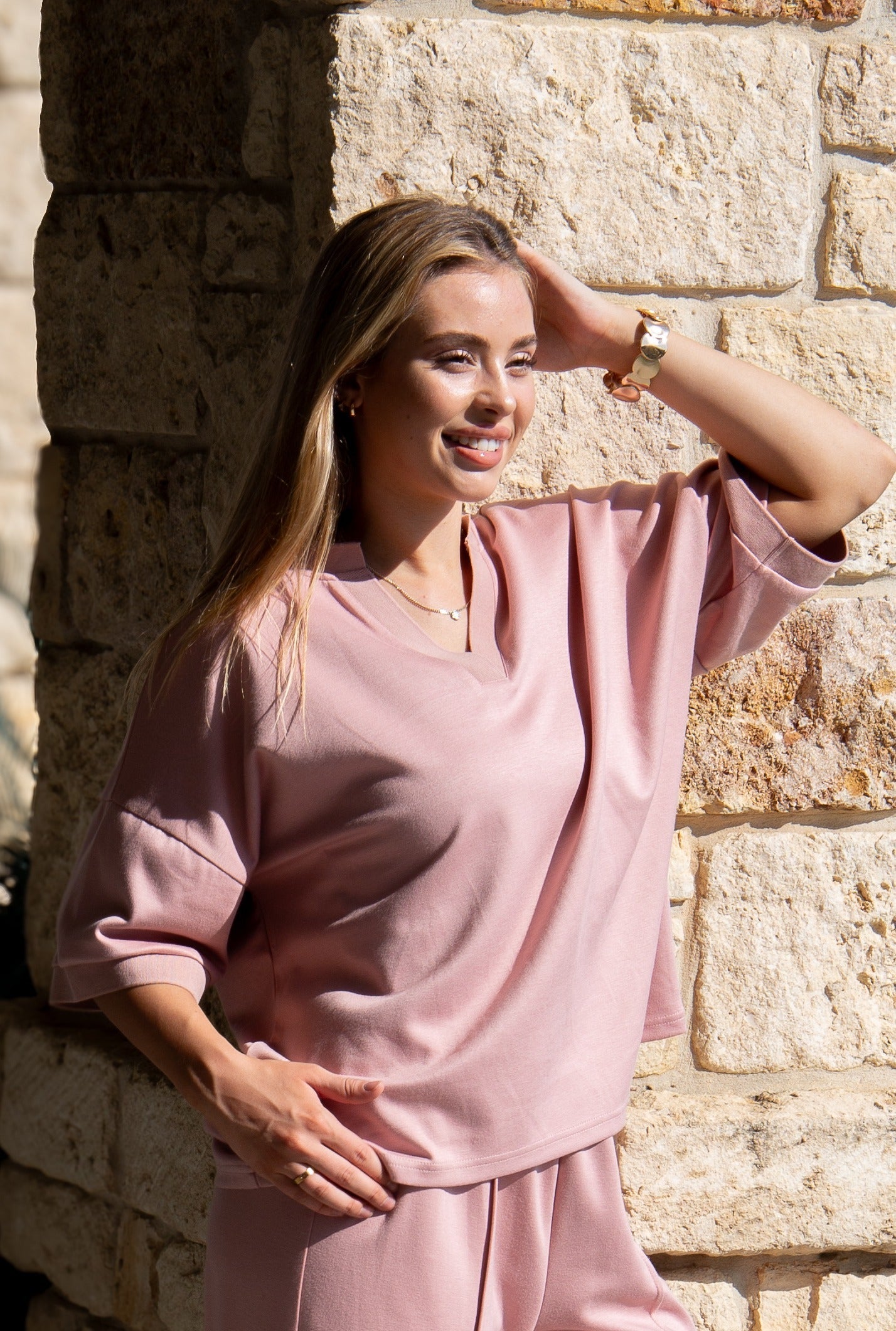 Butter Soft V-neck Top, Pink in Pink - Butter Soft Tops