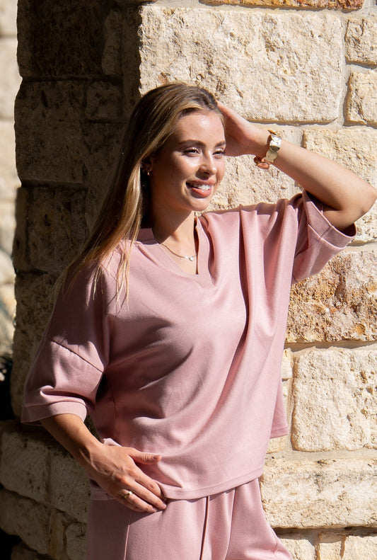 Butter Soft V-neck Top, Pink in Pink - Butter Soft Tops