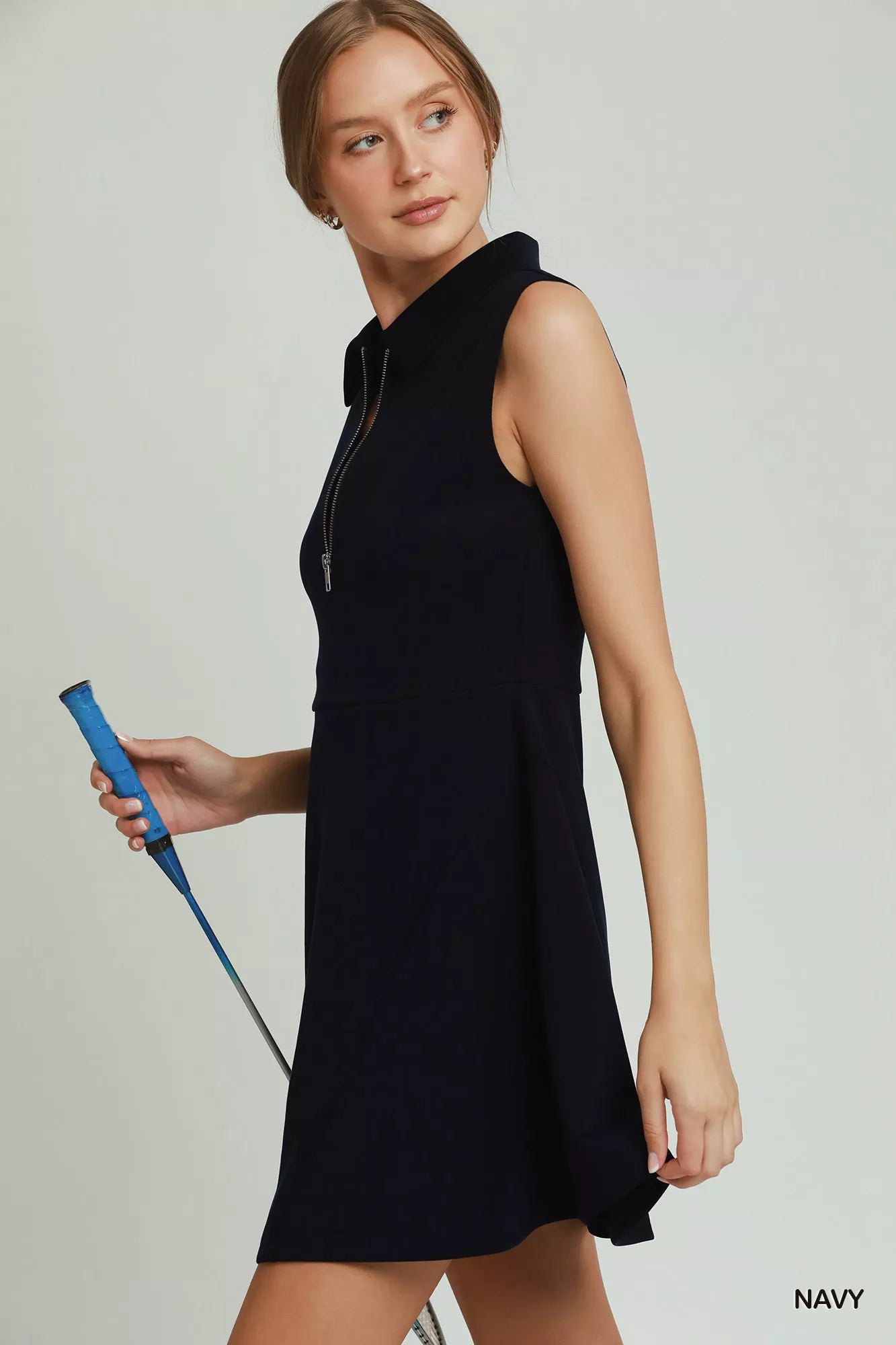 umgee collared quarter Umgee Collared Quarter Zip Tennis Dress view 2 (dress) - shop at us.meeeshop