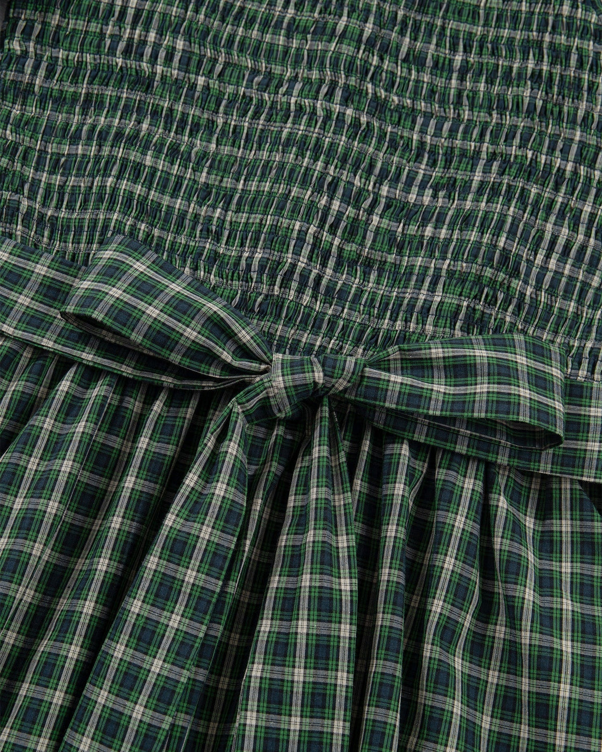 Daisy Plaid Square Neck Shirred High Waist Ruffle Hem Dress