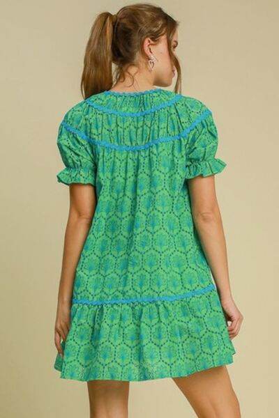 Umgee | Eyelet Mini Dress With Ric Rac Trim Plus Size - us.meeeshop