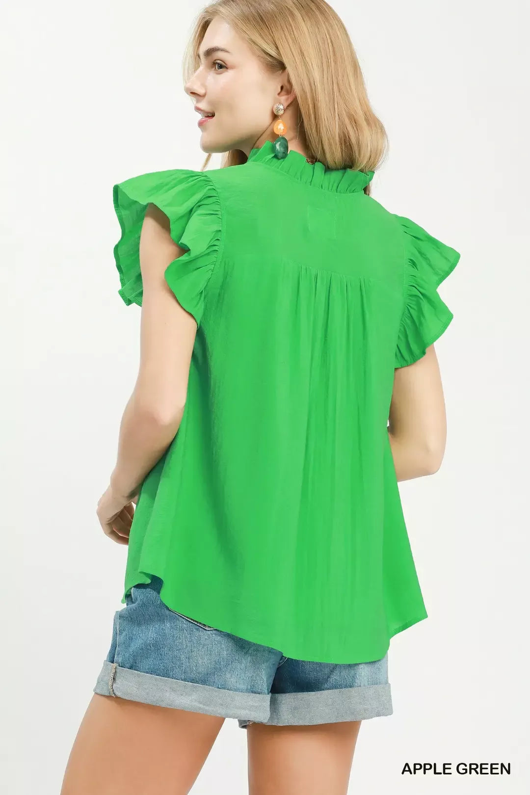 smocked yoke ruffle Smocked Yoke Ruffle Sleeve Blouse view 3 (top) - shop at us.meeeshop