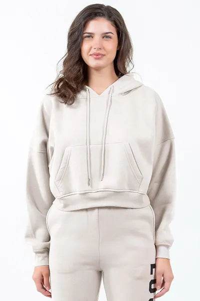 American Bazi Letter Graphic Long Sleeve Drawstring Cropped Hoodie - us.meeeshop