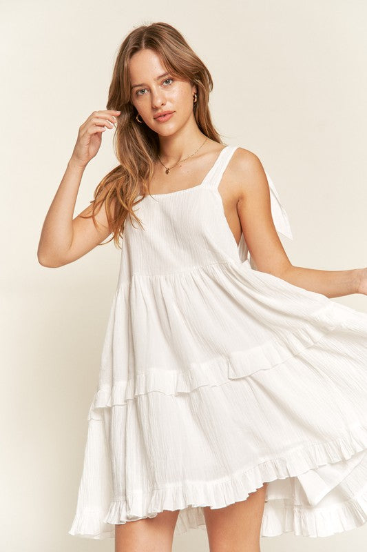 Square Neck Ruffle Dress (women's dresses) - shop at us.meeeshop