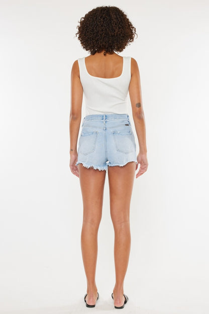 Kancan Distressed Button Fly Denim Shorts | us.meeeshop