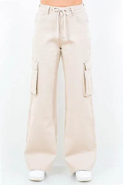 American Bazi Drawstring Wide Leg Cargo Pants - us.meeeshop