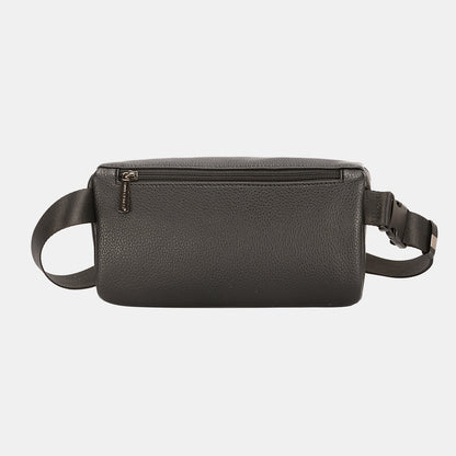 David Jones PU Leather Double Zipper Adjustable Belt Bag | us.meeeshop