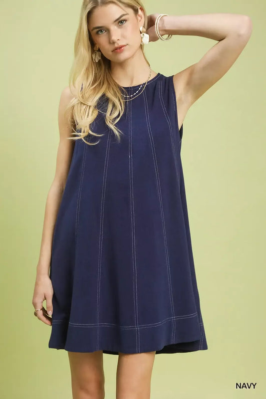 Umgee Linen Sleeveless Swing Dress (women's dresses) - shop at us.meeeshop